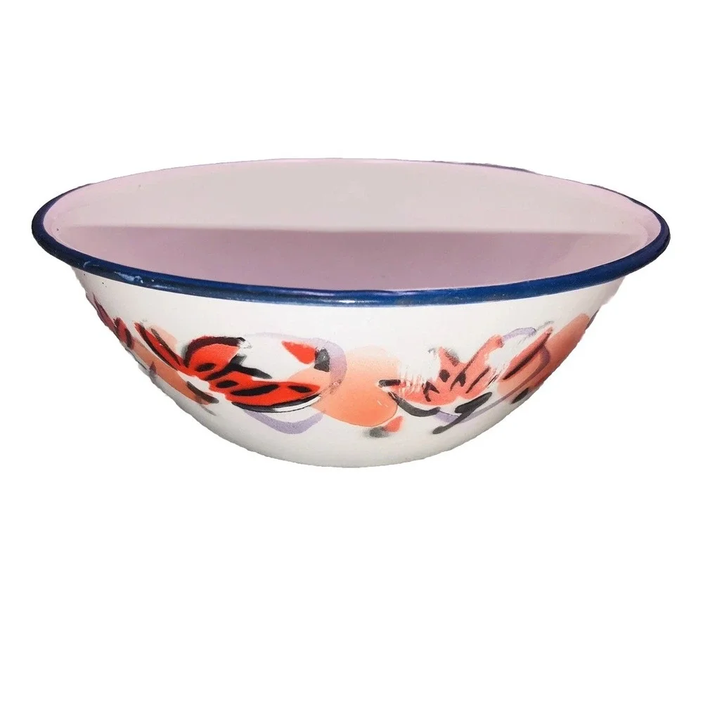 Vintage Chinese Bon Voyage enamel Basin bowl 8.5